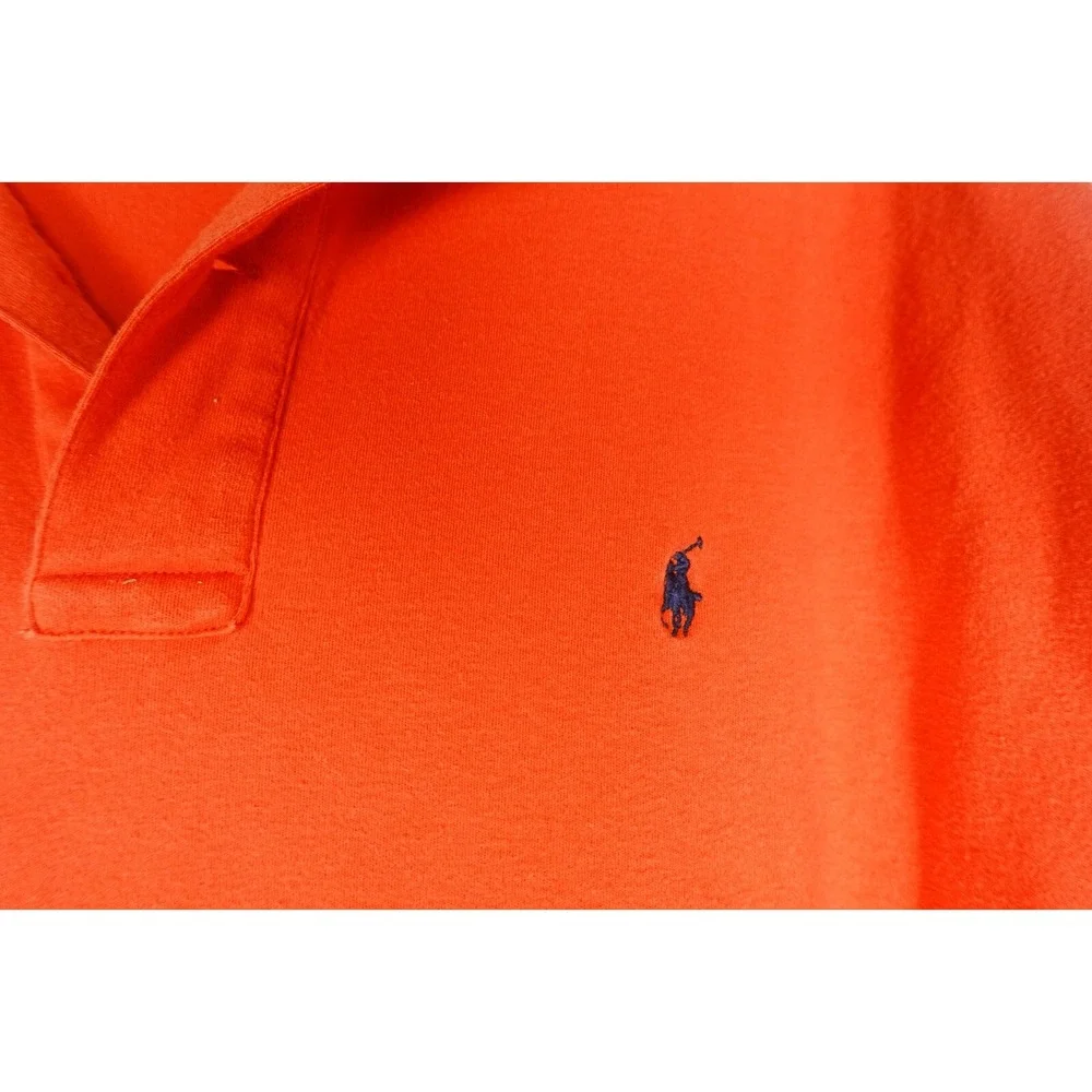 Vtg Ralph Lauren Polo Shirt Mens X-Large Orange Blue Pony Short‎ Sleeve Cotton